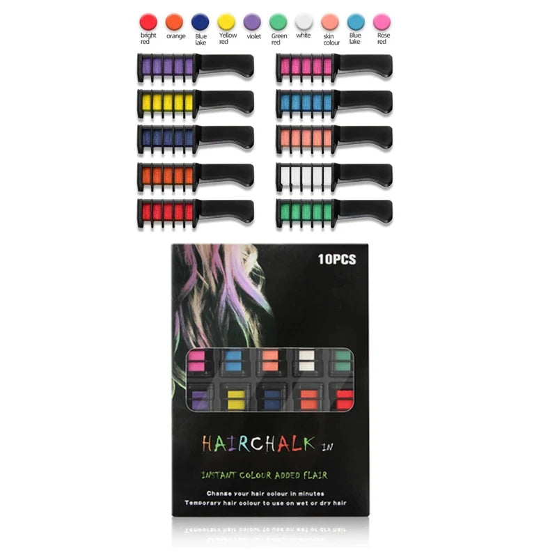 Juego de 10 peines para teñir el cabello multicolor para niños, kits de maquillaje de moda, peines desechables para teñir el cabello, juguetes para niñas, pintura para el cabello