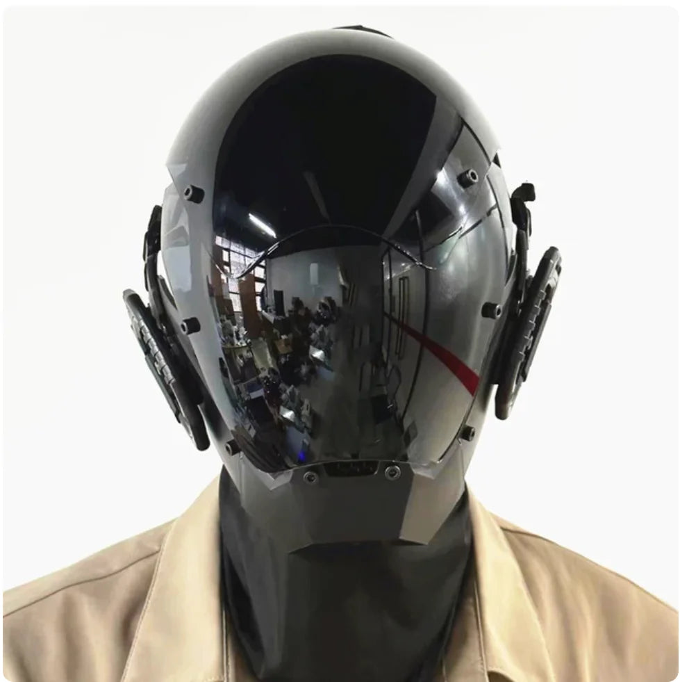 Capacete Cyberpunk com LED – Máscara para Festas, Halloween, Natal e Cosplay – Presente para Adultos