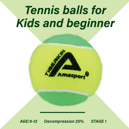AMA SPORT Kids Training (Transition) Balls 20% 50% 75% Slower For Beginner Child Practice Tennis Soft Beach Tennis Ball 6~12PCS