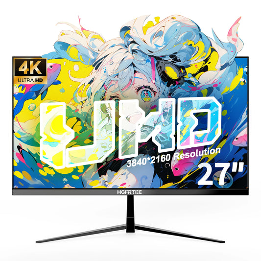 HGFRTEE 27" 4K Monitor 3840*2160 UHD IPS Computer Screen, 99%sRGB 10Bit Color Accuracy Office Display for Gaming PC Laptop PS5