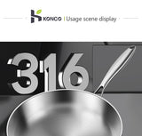 316 Stainless Steel Frying Pan 20cm Uncoated Wok Pan Non Stick Pots Household Cooking Pot Kitchen Cookware Steak Frying pan