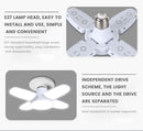 E27 Fan Foldable 28W LED Bulb AC220V/110V 40 Bulb Deformation for Home Ceiling Lights Warehouse and Garage White Light6500K Bulb