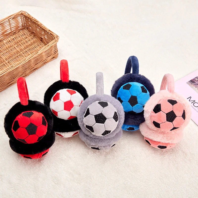 Kids Cute Children Football Earmuffs Winter Outdoor Travel Cold-proof Ear Caps Warmer Thickened Warm Ear Muffs for Baby Boy Girl