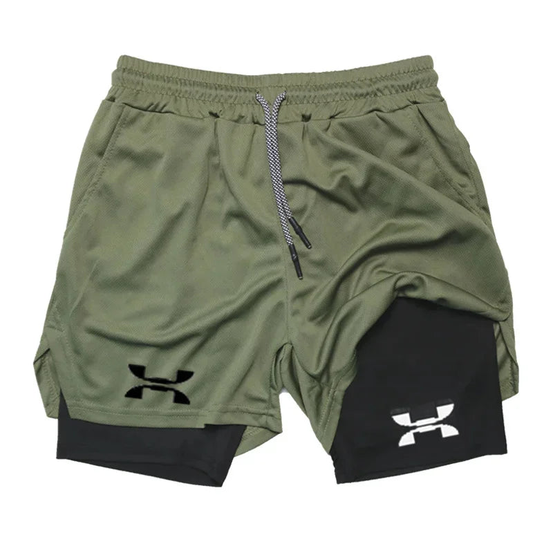 Pantalones cortos deportivos 2 en 1 para hombre, de secado rápido, para entrenamiento, gimnasio, fitness, correr, verano, FD22273300