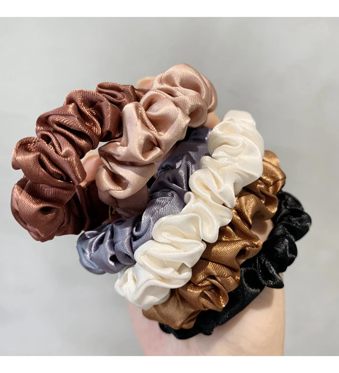 3/5/6Pcs Elegant Ponytail Holder Rubber Band Elastic Hairband Hair Accessories Silk Satin Scrunchies Women Solid Color Hair Rope