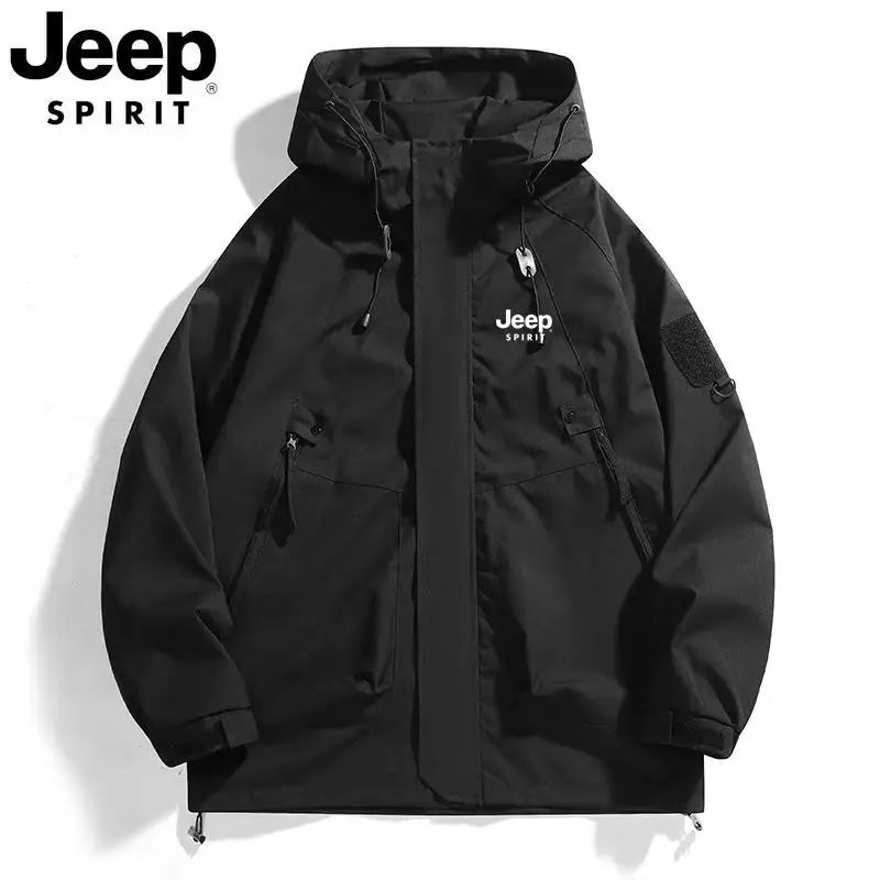 JEEP windbreaker jacket for both men and women, new Spring/Autumn 2026 style windproof hooded sport outdoor loose top