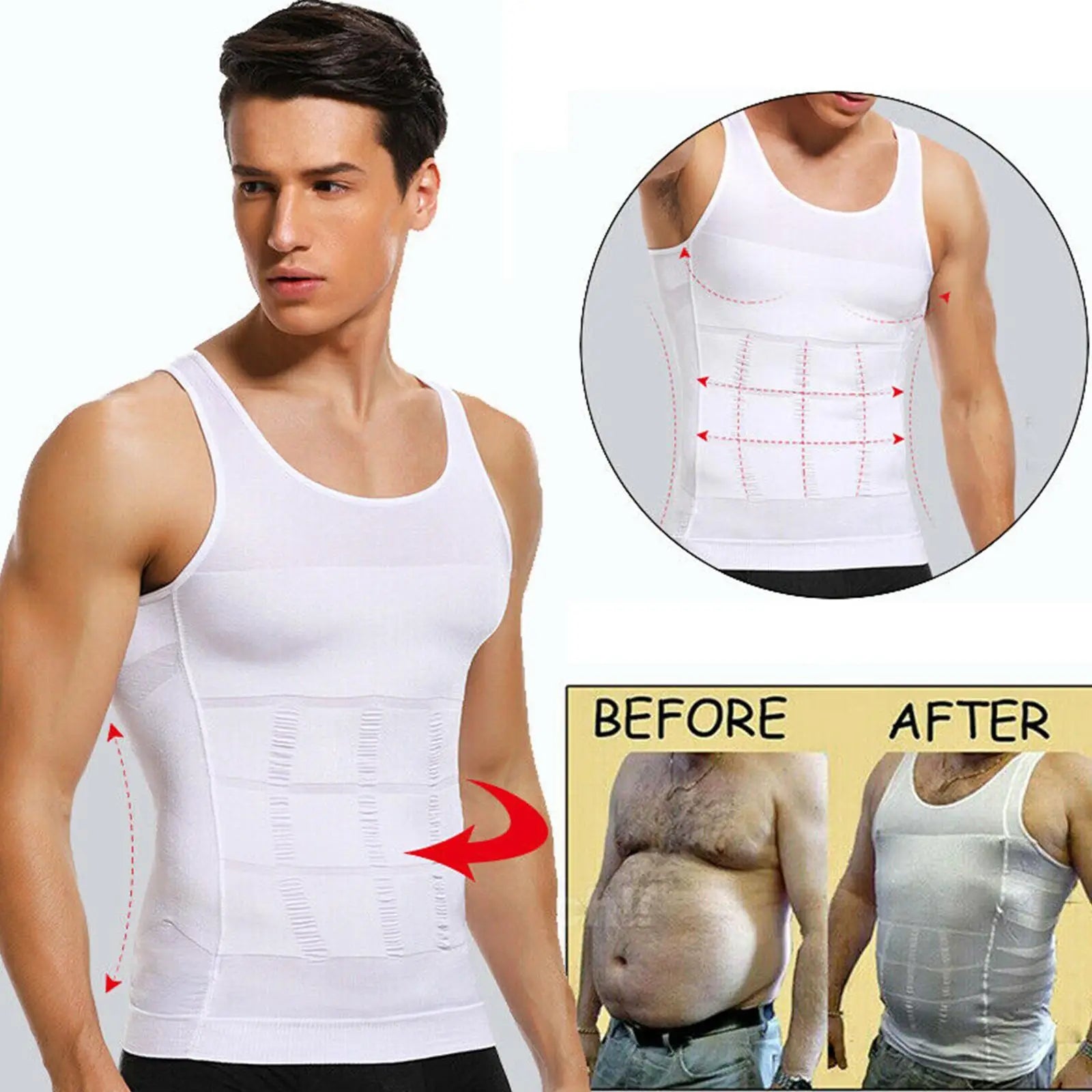 Men Slimming Elastic Body Shaper Vest Tight Skinny Shirt Fitness Waist Compression Abdomen Breathable Sport Vest