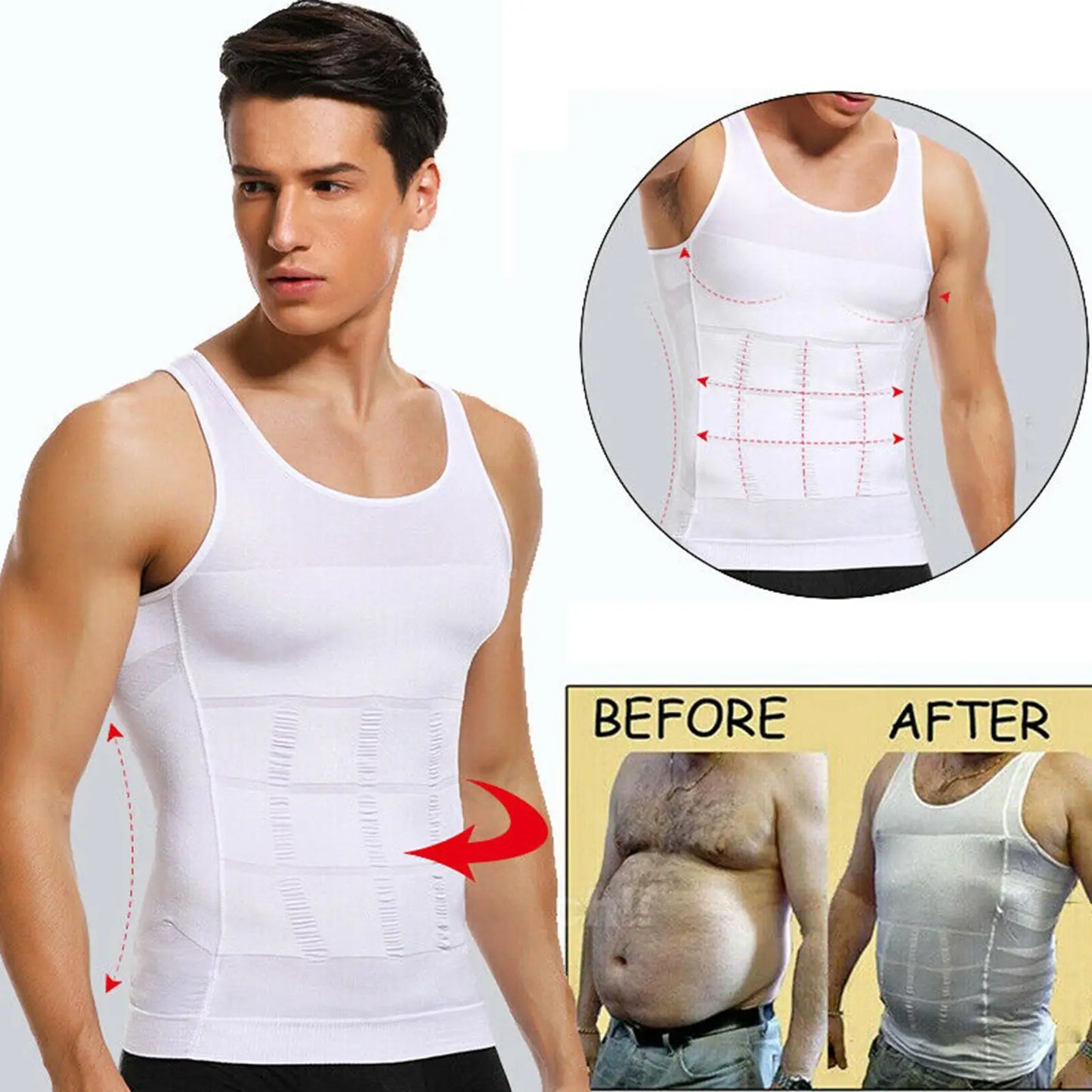 Men Slimming Elastic Body Shapewear Vest Tight Skinny Shirt Fitness Waist Compression Control Abdomen Breathable Sport Vest