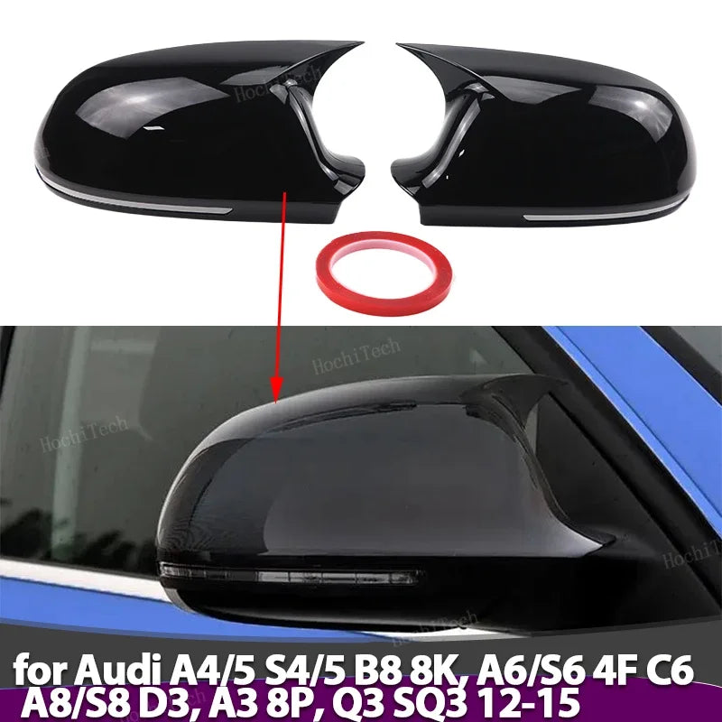 1 Pair Side Trim Horn Style Rearview Mirror Caps add-on for Audi A4 S4 A5 S5 B8 8K A6 S6 4F C6, A8 S8 D3, Q3 SQ3 2012-2015 A3 8P