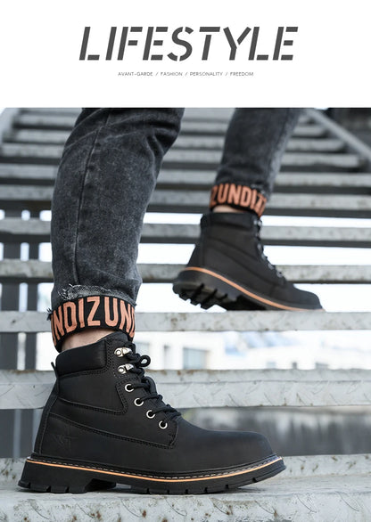 Latest 2023 Waterproof Men Leather Boots Steel Toe Cap Safety Work Shoes Anti Smashing Indestructible Construction Welding Boots