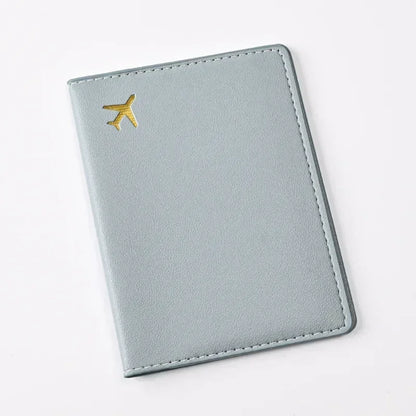 Women Men Card Passport Cover Case Flight Ticket Clip Passport Wallet PU Leather Solid Color Id Holder Passport Holder Purses