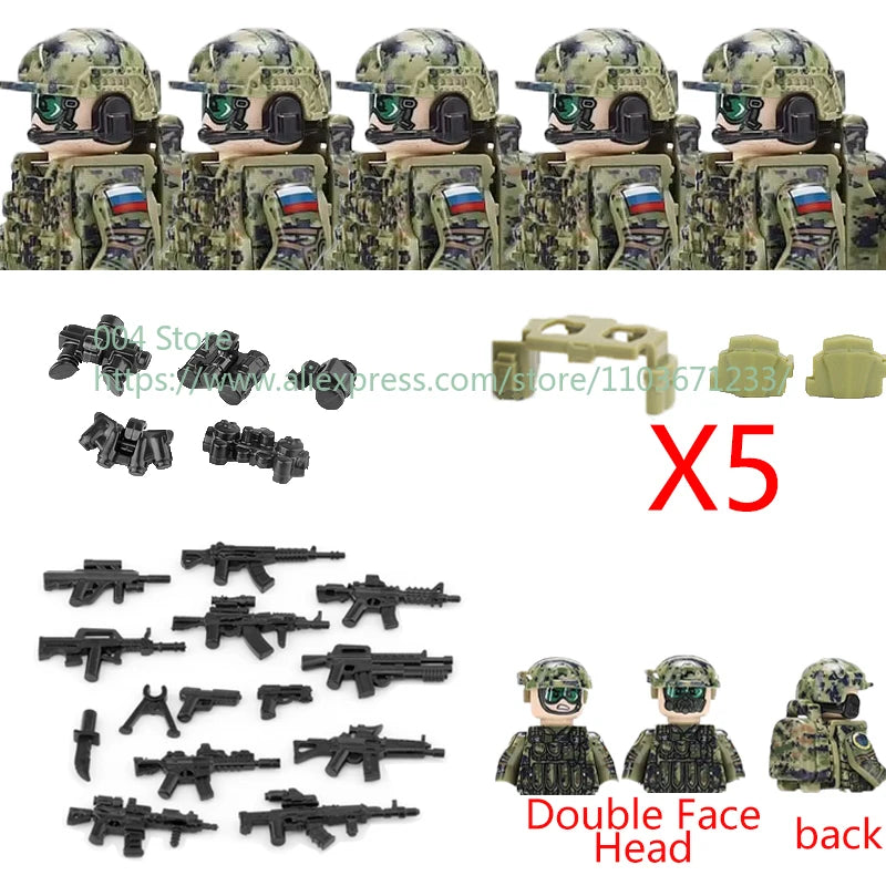 Military Special Forces Action Figure Building Blocks Ghillie Suit Weapons Sniper SWAT Ghost KSK Police Bandit Boy Toy Gift F029