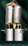 LMETJMA 3L Deep Fryer Pot Stainless Steel Frying Pot With Mesh Steamer Basket Japanese Tempura Fryer Pot with Lid and Tong JT230