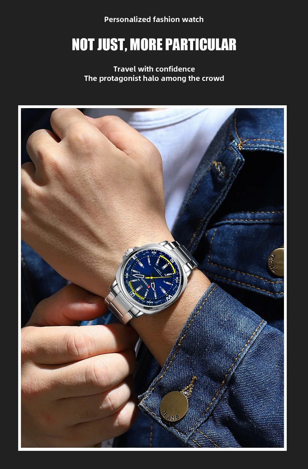 CURREN 8455 Men's Quartz Watch Large Dial Waterproof Stainless Steel Strap Casual Business Elegant Watches for Men Reloj Hombre