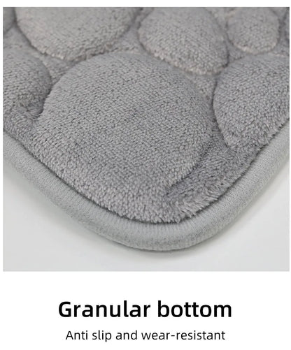 1 Set of Solid Color Simple Bathroom Water-absorbing and Non-slip Floor Mat Stone Pattern, Comfortable and Soft, Three-piece Set