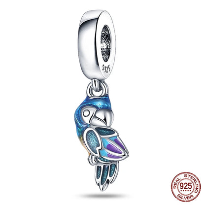 Ocean Series - Original Genuine 925 Sterling Silver Turtle Crab Mermaid Charm Beads Suitable for 3mm Bracelet DIY Making Pendant