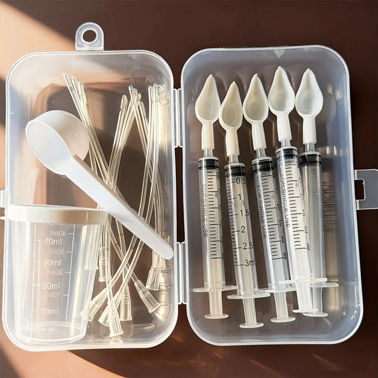 Bird medication feeding kit in a box, 10 feeding tubes, 5 syringes, 5 small spoons, 1 large spoon, measuring cup and box