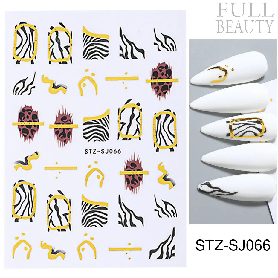 Stickers for Nails Marine Punk Black Line Design Art Slider Party Cool Decoration Adhesive Decal Emboss DIY Manicure Accessories
