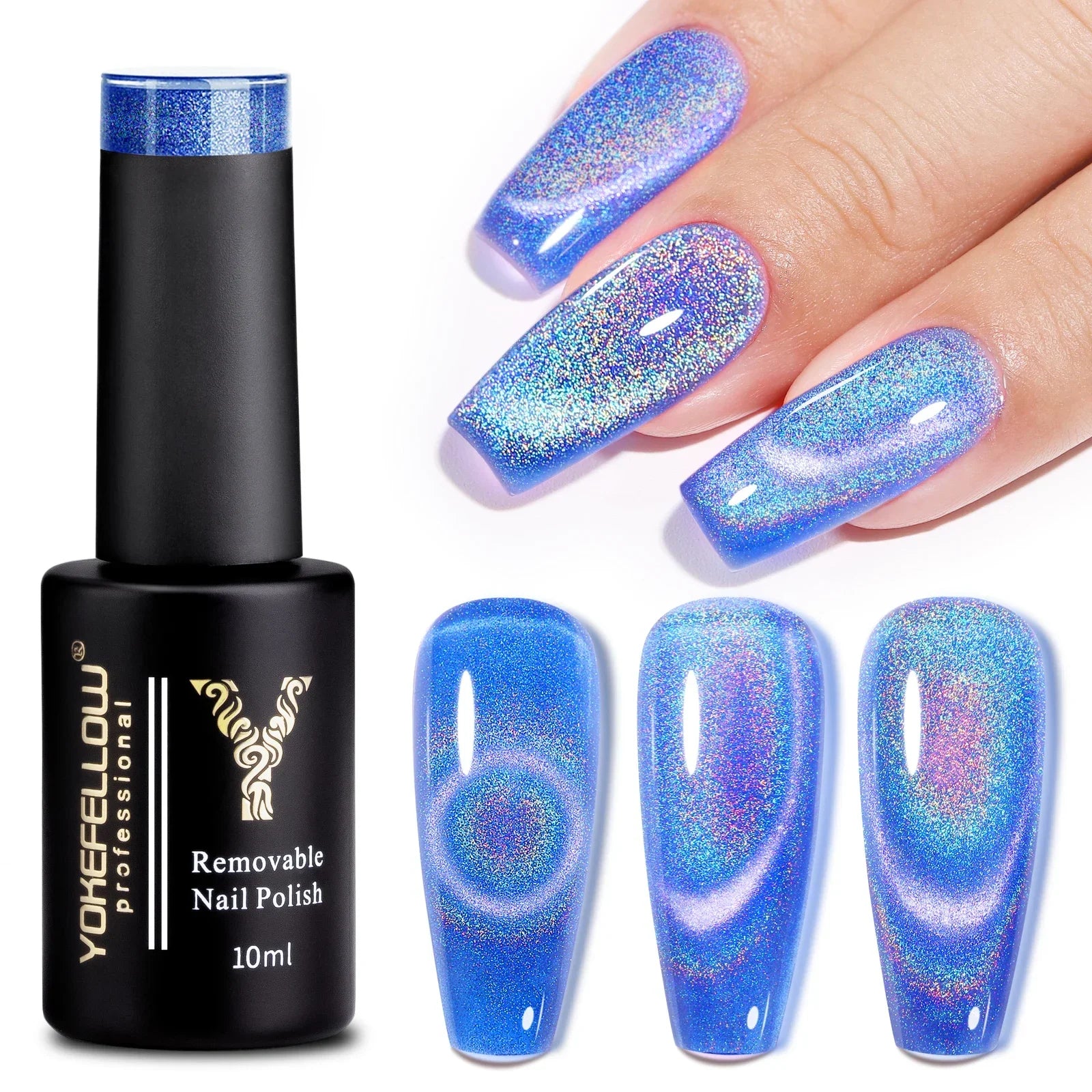 Esmalte de uñas en gel YOKEFELLOW Cat Eye de 10 ml, esmalte de uñas magnético plateado, esmalte de uñas en gel profesional para manicura DIY.