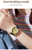 Relógio feminino de Olevs de luxo pulseira de silicone cronógrafo multifuncional calendário a prova de agua 5618