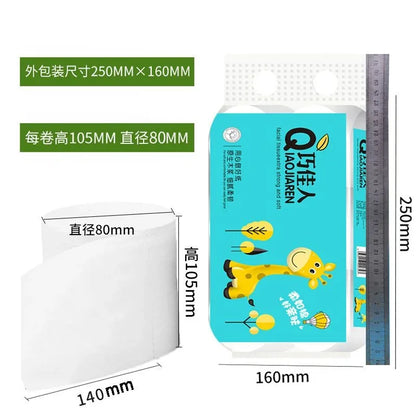 6 rollos de papel higiénico blanco de pulpa de madera virgen, 5 capas, suave, cómodo, sin núcleo, desechable.