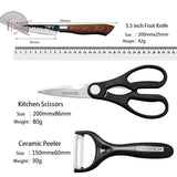 Herramientas de Juego de cuchillos de cocina de acero inoxidable, cuchillo de cocina forjado, tijeras, pelador de cerámica, rebanador de Chef, cuchillo de pelar Nakiri, estuche de regalo