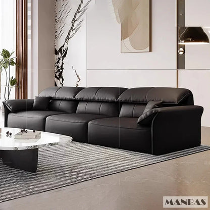 Electric Genuine Leather Sofa Bed Convertible Recliner – Modern Sectional Sleeper Couch with Adjustable Seats and Chaise Lounge
