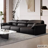 Electric Genuine Leather Sofa Bed Convertible Recliner – Modern Sectional Sleeper Couch with Adjustable Seats and Chaise Lounge