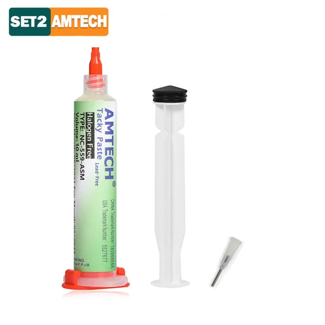 Soldering Fluxes 100% Original AMTECH NC-559-ASM Solder Flux Premium No-Clean Solder Paste Suitable for BGA SMD Soldering Station and Rework Station 10cc AMTECH 559 Original 