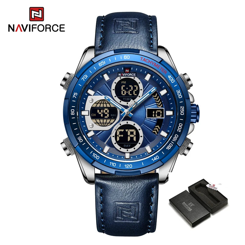New NAVIFORCE Watches for Men Leather Men's Military Sport Waterproof Watch Quartz Wristwatch Chronograph Male Clock