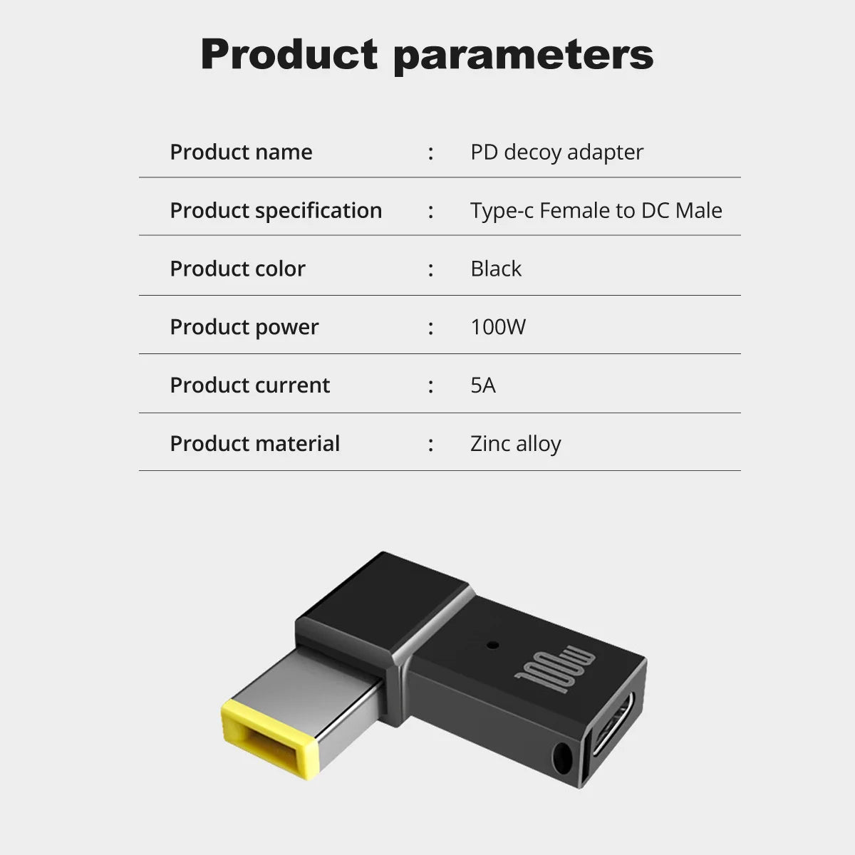 PD 100W USB Type C Female to DC Male Adapter For Lenovo Thinkpad USB-C Fast Charging Cable Converter Square PD Plug