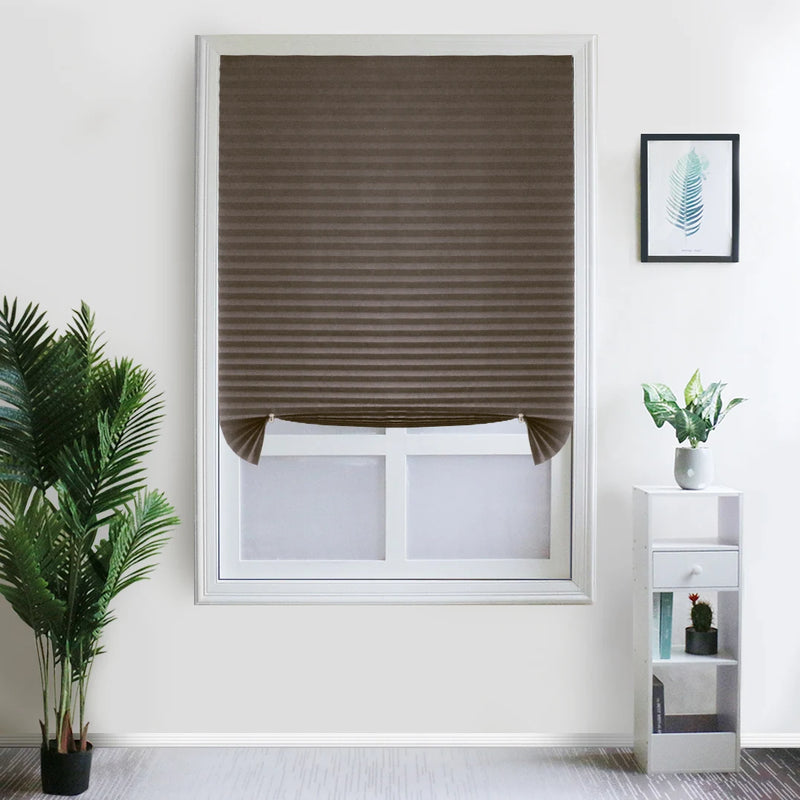 Blind for Window Self Adhesive Pleated Blinds Cordless No Drill Fabric Blinds Room Darkening Shades Blackout Shades for Bathroom