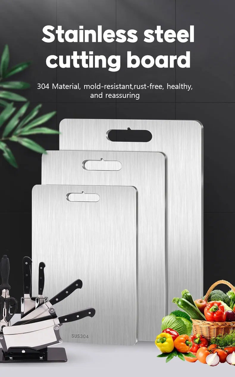 Stainless Steel Thickened Cutting Board Antibacterial Mildew-proof Kneading Dough Board Kitchen Fruit vegetable Cutting Board