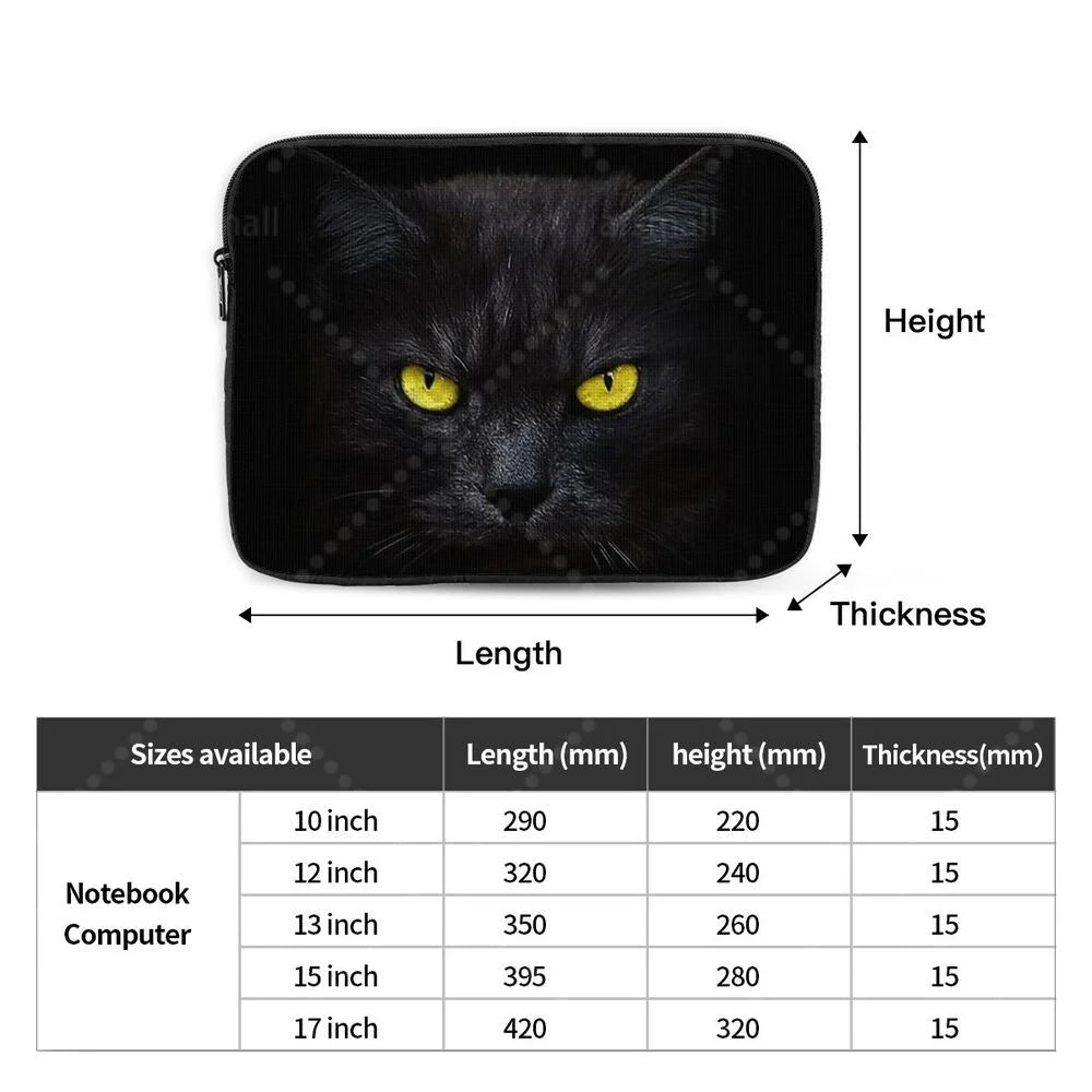 Black Cat Laptop Bag Tablet Notebook Case For Hp Dell Lenovo Computer For Macbook Air Pro Retina 10-17 Sleeve