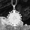 Collar con colgante de brújula de los siete arcángeles de Salomón, de acero inoxidable, estilo retro, amuleto de la suerte para hombre.