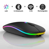 Wireless Mouse Rechargeable Silent LED Backlit Mice PC Laptop Computer Mouse 2.4Ghz Receiver Bluetooth Dual Mode Optical Mice