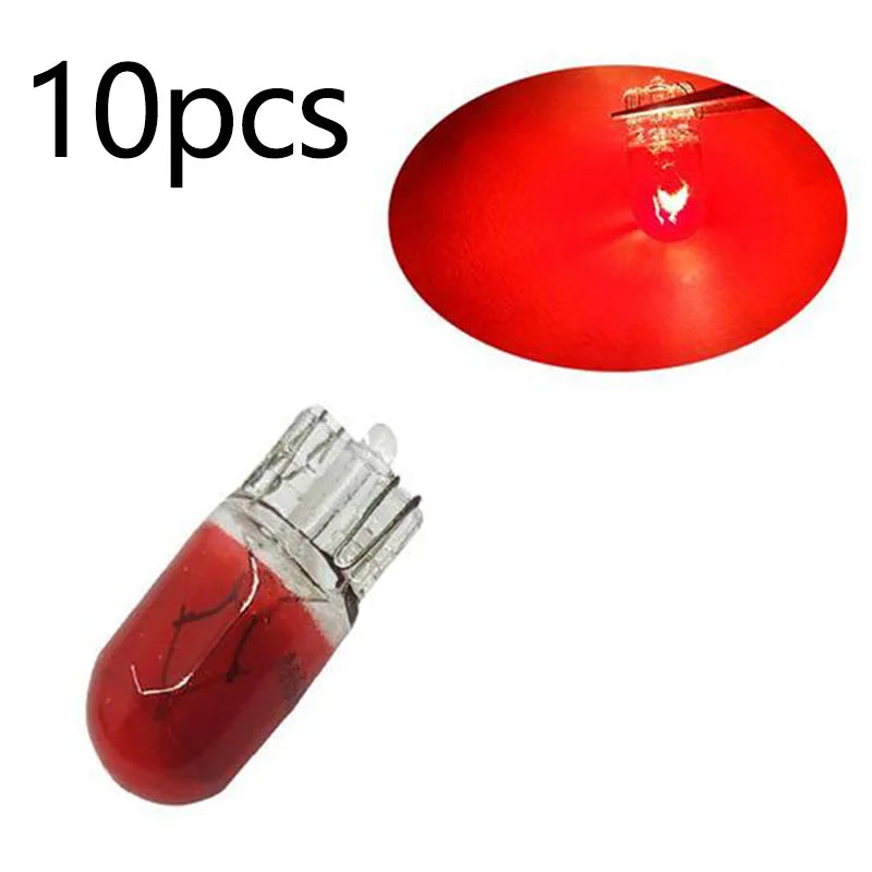 10pcs Car T10 12V 194 168 W5W 3W/5W Wedge Warm White Bule Red Yellow Green Amber Halogen Bulb Replacement Dashboard Bulb Light