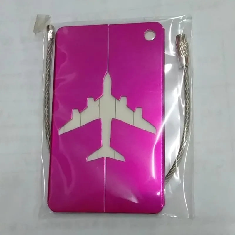 Aluminium Alloy Aircraft Luggage Tag with Name Travel Luggage Tag ID Card Anti-lost Solid Color Travel Accessories