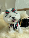 FATHIN Dog Princess Dresses Puppy Bow Knot Dress Luxury Pet Skirt Striped Dresses for Small Medium Cats