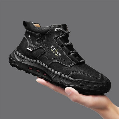 Zapatillas informales de cuero vulcanizado de alta calidad para hombre, zapatos planos de diseño, cómodos, antideslizantes, para caminar, correr y trotar, 2024