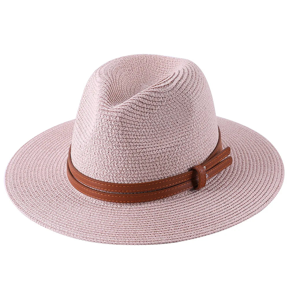 56-58-59-60CM New Natural Panama Soft Shaped Straw Hat Summer Women's/Men's Wide Brim Beach Sun Cap UV Protection Fedora Hat
