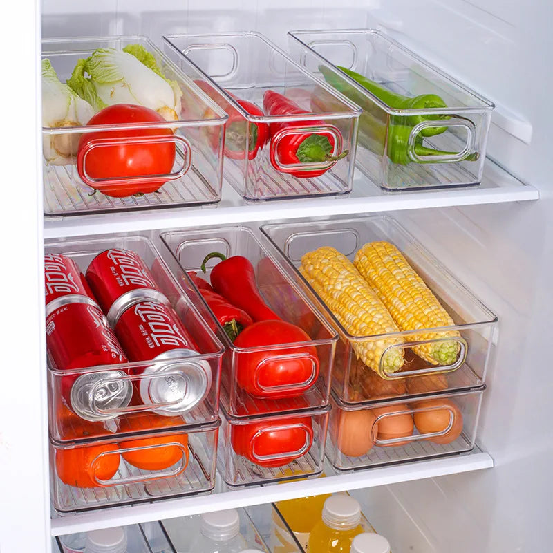 Transparent Refrigerator Storage Box Vegetable Fruit Organizer Fridge Clear Container for Kitchen Food Drinks Storage