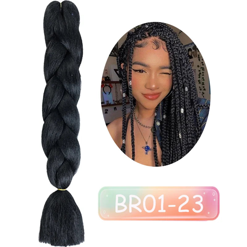 Lupu 24 "extensões de cabelo sintético longo ombre trança para mulheres preto roxo rosa azul loiro jumbo tranças suporte atacado