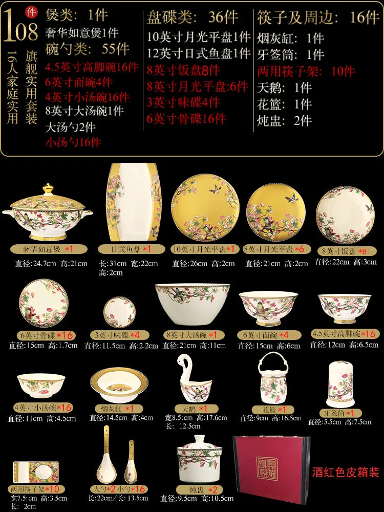 Fine Bone China Plates Dinner Sets Ceramics Luxury Breakfast Dinnerware Gift Women Vajillas Completa Ceramica Luxury Tableware