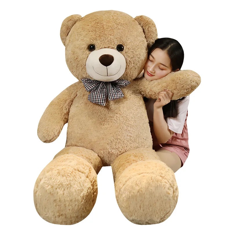 Oso de peluche gigante de 105 cm, suave, blanco, rosa y marrón, almohada súper grande para abrazar, regalo de cumpleaños para niños.