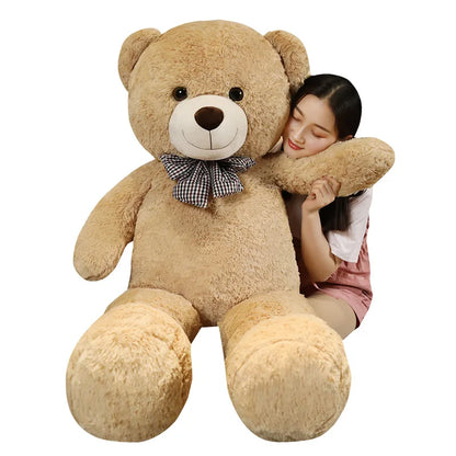 Oso de peluche gigante de 105 cm, suave, blanco, rosa y marrón, almohada súper grande para abrazar, regalo de cumpleaños para niños.