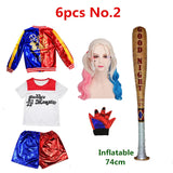 Harley Quinn Cosplay Suicide Squad Harleen Quinzel Kids Girls T-Shirt Joker Jacket Halloween Costume