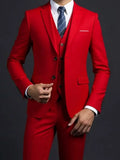 Men's Fashionable Gentleman Business British Style Solid Color Banquet Host Casual Wedding Suit (Blazer + Vest + Trousers)