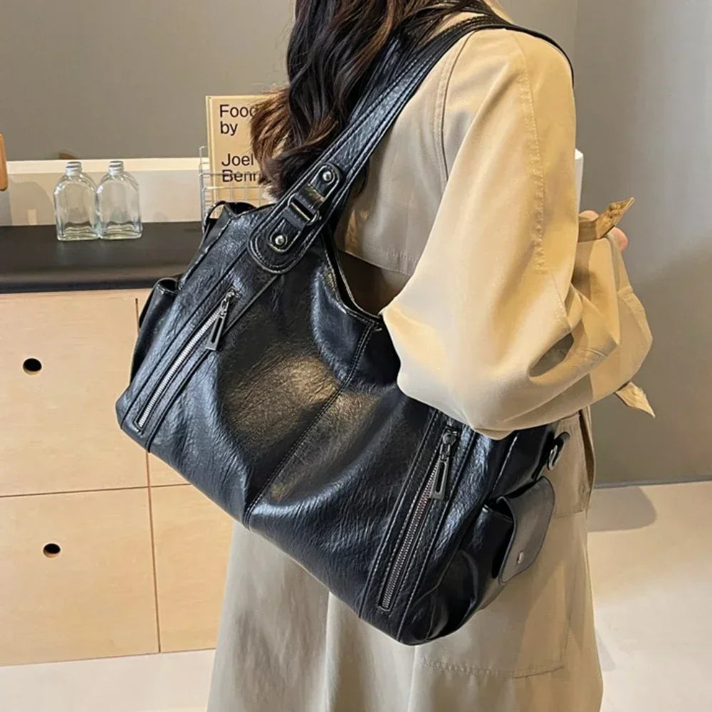 Soft Interior Compartment Shoulder Bags 2026 High Quality Contrasting Colors Bags for Women Fashion Zipper Pu Women's Handbags