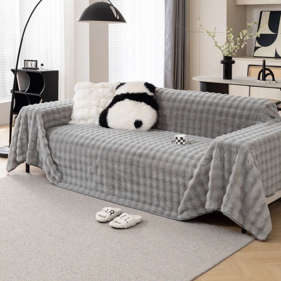 Bubble Imitation Fur Sofa Towel Faux Fur Sofa Cover Blanket Couch Cover Universal for Living Room Warm